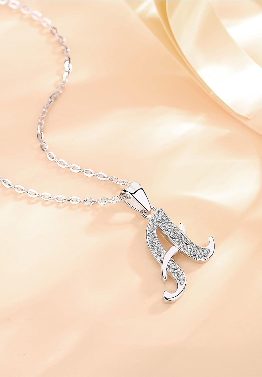 925 Sterling Silver Initial Necklaces for Women, 26 Letters Pendants Necklace Gift for Mother, Daughter, Wife, 18 Inch Chain