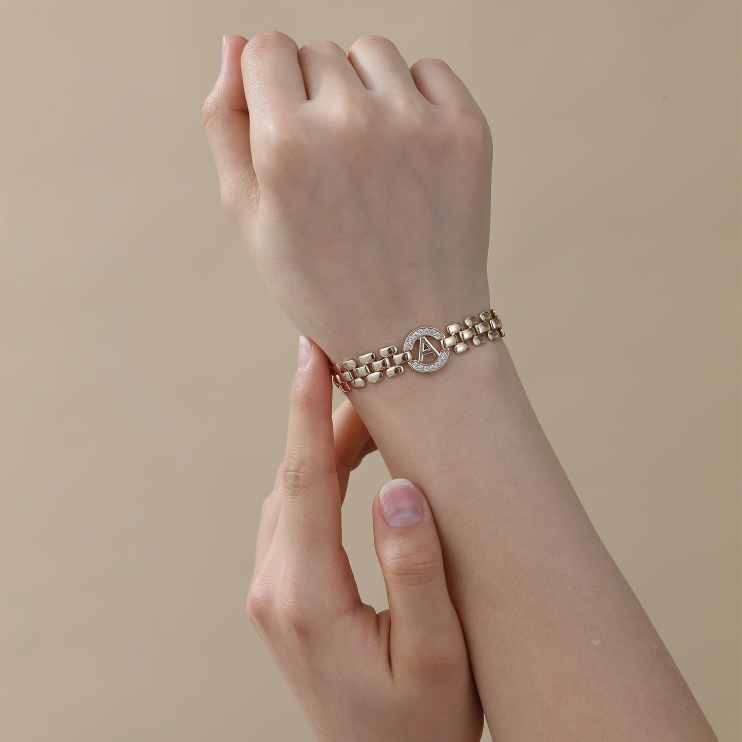 14K Gold Plated Initial Bracelets for Women Mom Wife Mommy Daughter Cubic Zirconia Watch Bangle Wrist Charm Bracelet Alphabet Letter S Chain Bracelet Birthday Mother'S Day Jewelry Gifts for Her