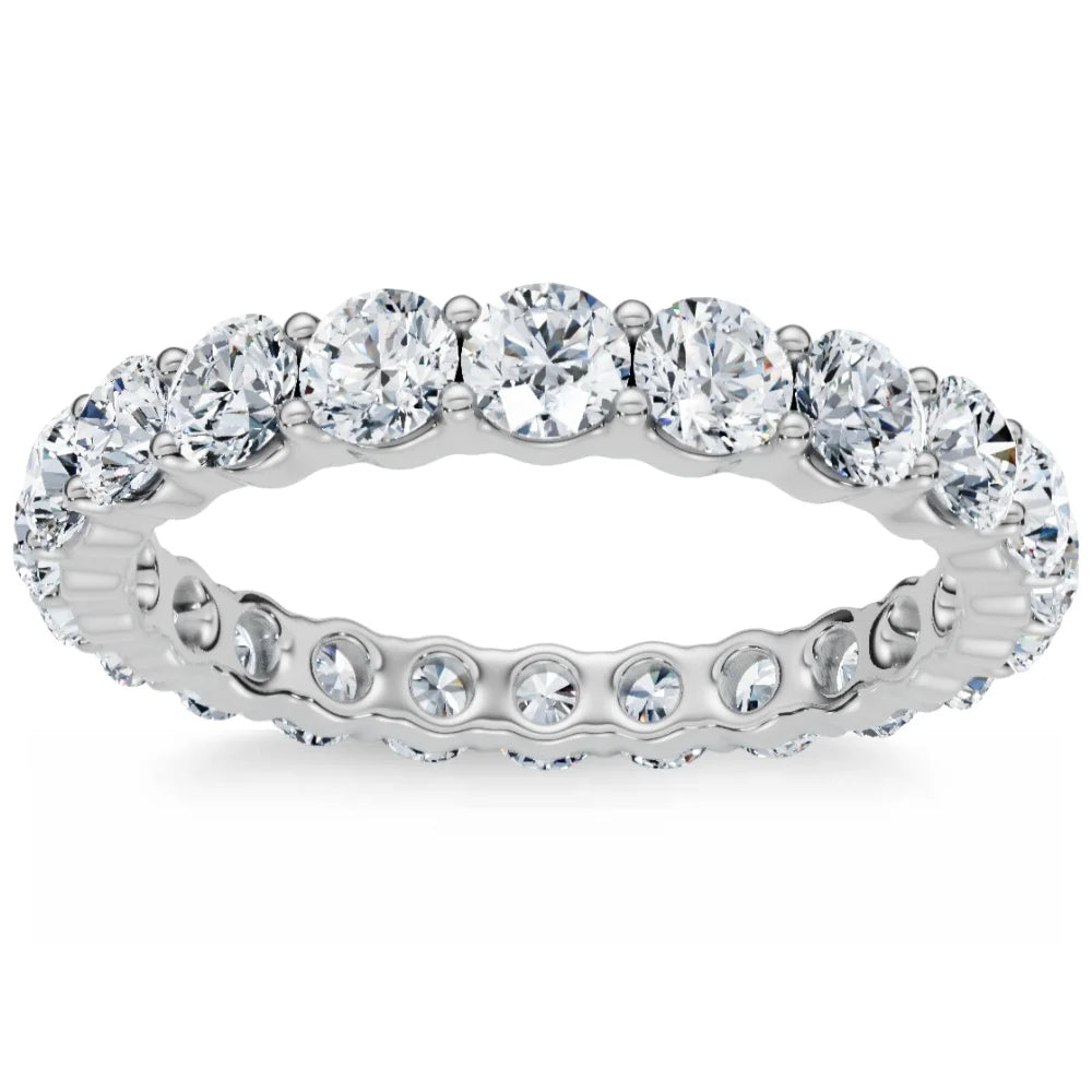 Pompeii Diamond Eternity Ring 2 Carat Womens Stackable Wedding Band 14K White Gold