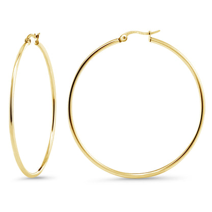 Stunning Stainless Steel Hoop Set of Two Earrings (50Mm Diameter) Two-Pair Set