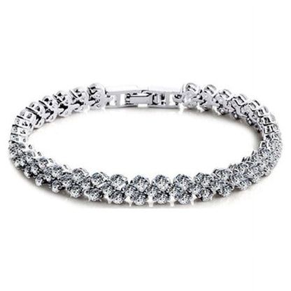 Fashion 925 Sterling Silver Crystal Diamond Bracelets Gifts Roman Style Woman