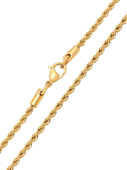 Men'S Gold-Tone Stainless Steel 2.3MM Rope Link 24" Chain Necklace -