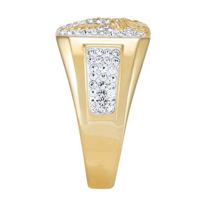 Crystals Eagle Ring in Sterling Silver and 18K Gold Plate,Size 11