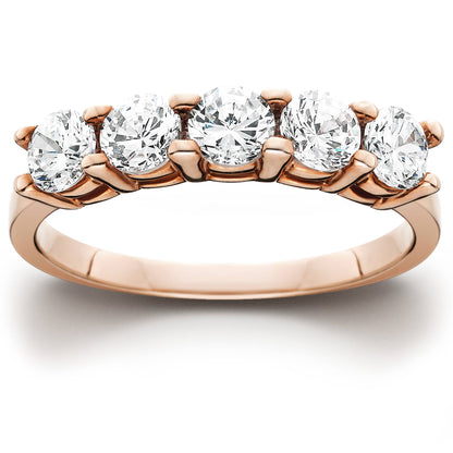 Pompeii 1 1/4 Ct 5 Stone round Cut Diamond Wedding Anniversary Ring 14K Rose Gold