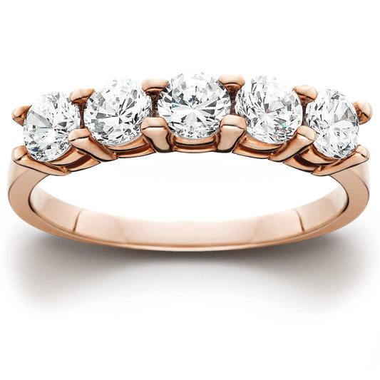 Pompeii 1 1/4 Ct 5 Stone round Cut Diamond Wedding Anniversary Ring 14K Rose Gold