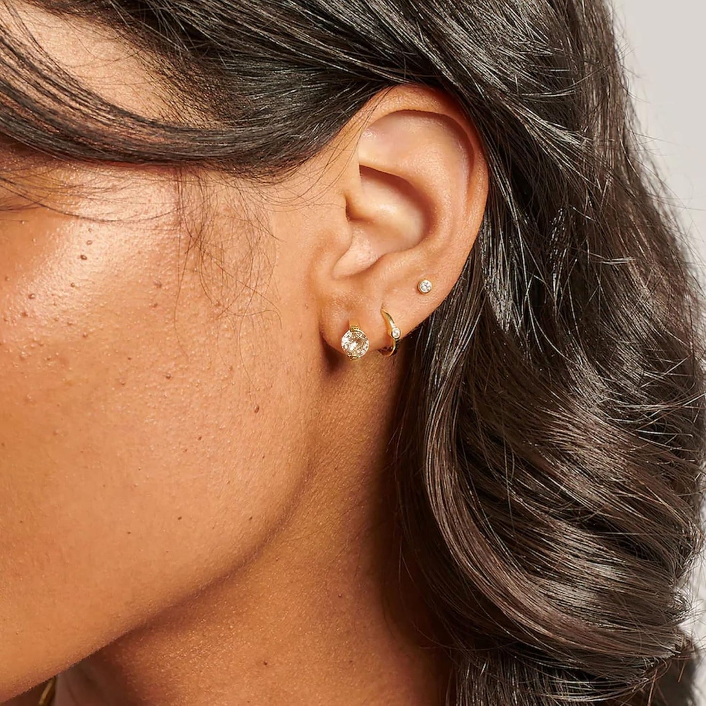 Small Gold Hoop Earrings for Women 14K Real Gold Plated Cubic Zirconia Huggie Earrings Tiny Cute Cartilage Hypoallergenic Earrings Jewelry Gifts for Women