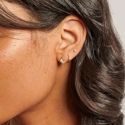 Small Gold Hoop Earrings for Women 14K Real Gold Plated Cubic Zirconia Huggie Earrings Tiny Cute Cartilage Hypoallergenic Earrings Jewelry Gifts for Women