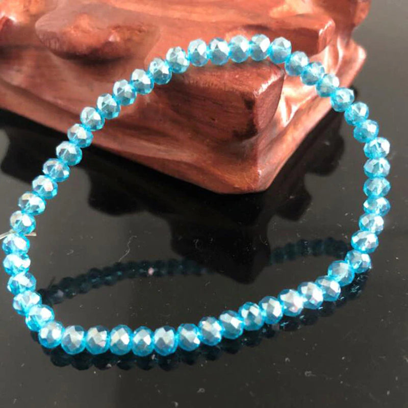 Handmade Women'S 4Mm Rhinestone Crystal Beaded round Glass Beads Stretch Bracelet Femme Bangle Bracelets Women Girl Wrap Jewelry
