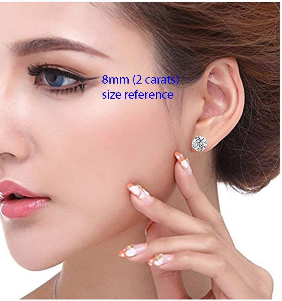 925 Sterling Silver Blue CZ Birthstone Stud Earrings