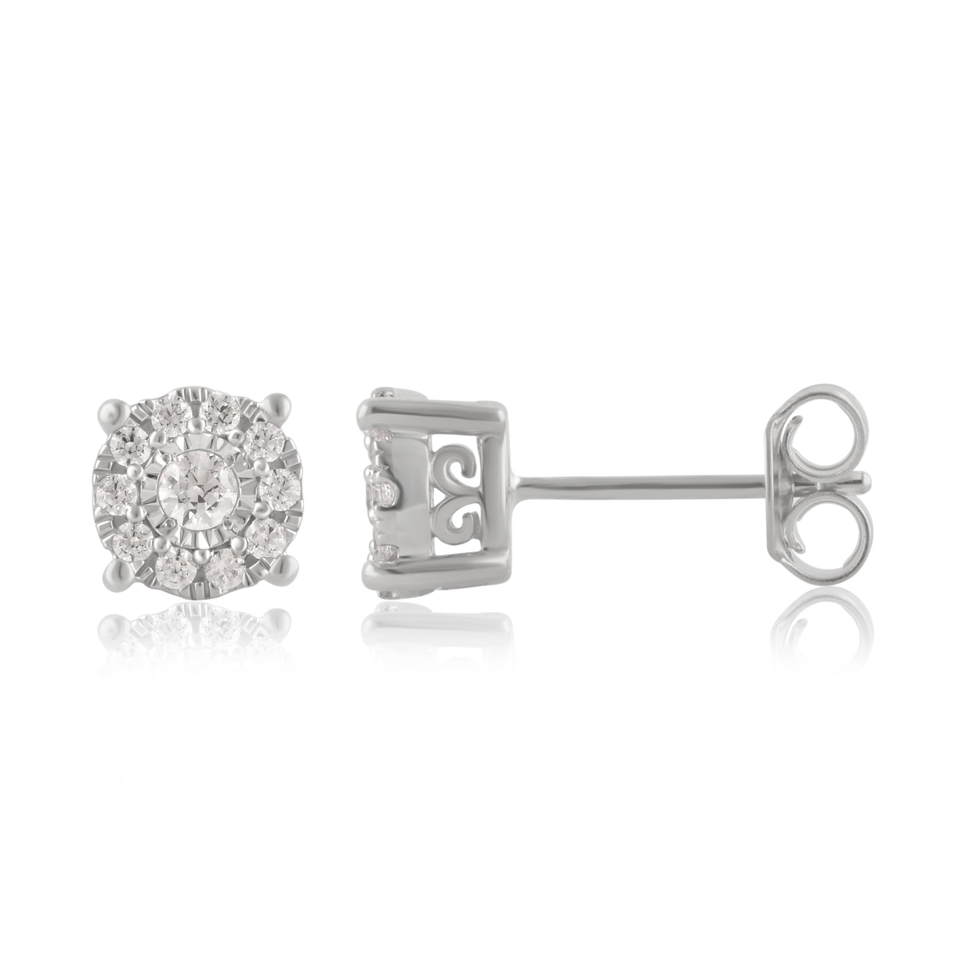 1/3 Carat T.W. Diamond Sterling Silver Stud Earrings. (I-J/I3)