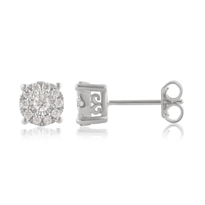 1/3 Carat T.W. Diamond Sterling Silver Stud Earrings. (I-J/I3)
