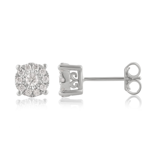 1/3 Carat T.W. Diamond Sterling Silver Stud Earrings. (I-J/I3)