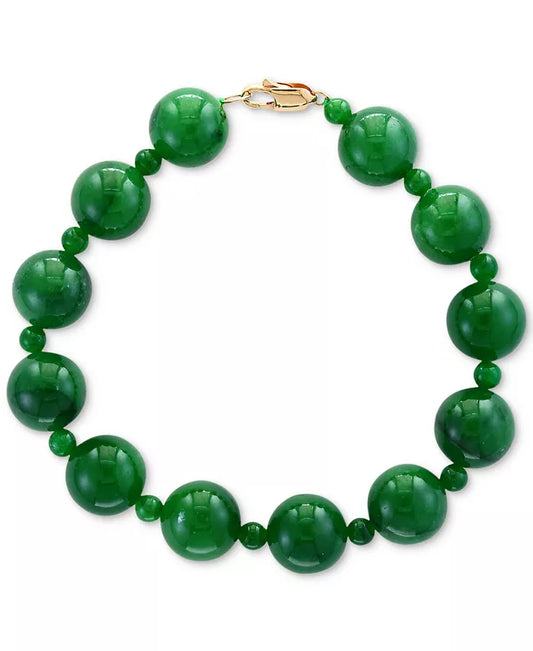 EFFYÂ® Dyed Green Jade (4 & 10Mm) Bracelet