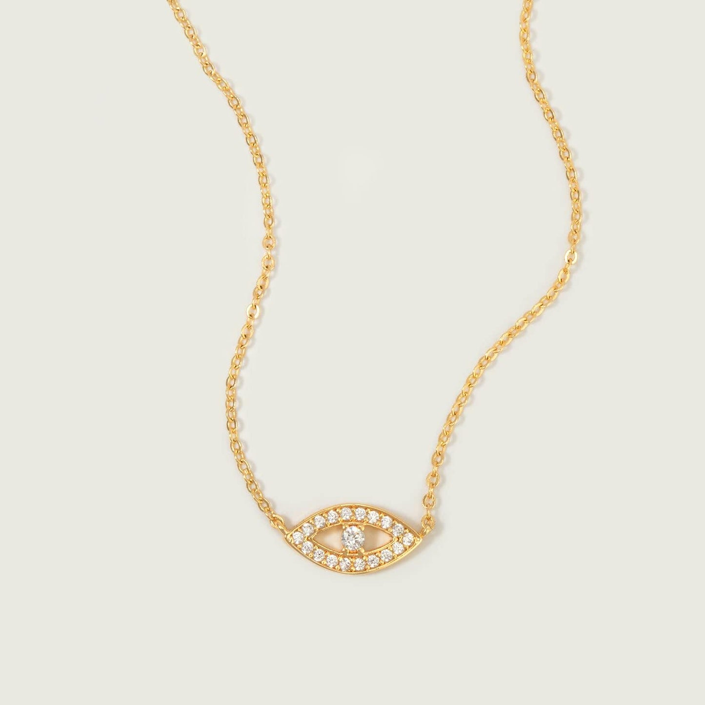Gold Dainty Evil Eye Necklace for Women 18K Gold Plated Cute Delicate Solitaire Cubic Zirconia Boho Protection Evil Eye Minimalist Simple Necklace