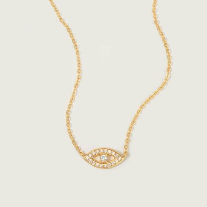 Gold Dainty Evil Eye Necklace for Women 18K Gold Plated Cute Delicate Solitaire Cubic Zirconia Boho Protection Evil Eye Minimalist Simple Necklace
