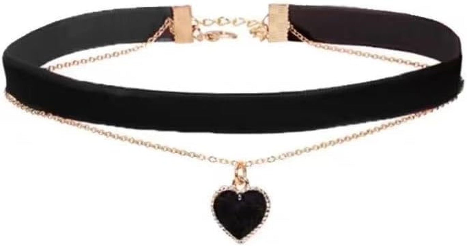 Heart Necklace Adjustable Red Choker Classic Collar Necklaces for Women and Girls Velvet Chocker Necklace