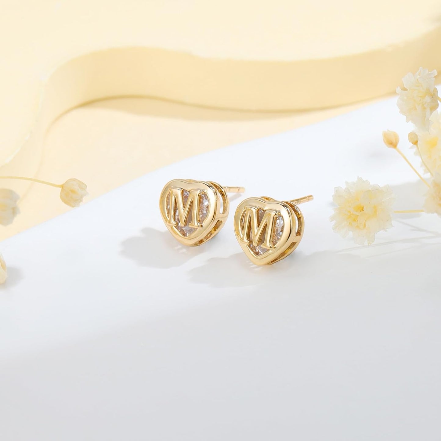 Heart Stud Earrings for Girls Women, S925 Sterling Silver Studs Hypoallergenic Earrings CZ Heart Earrings Initial Earringsfor Teen Girls Kids Jewelry for Girls Gifts