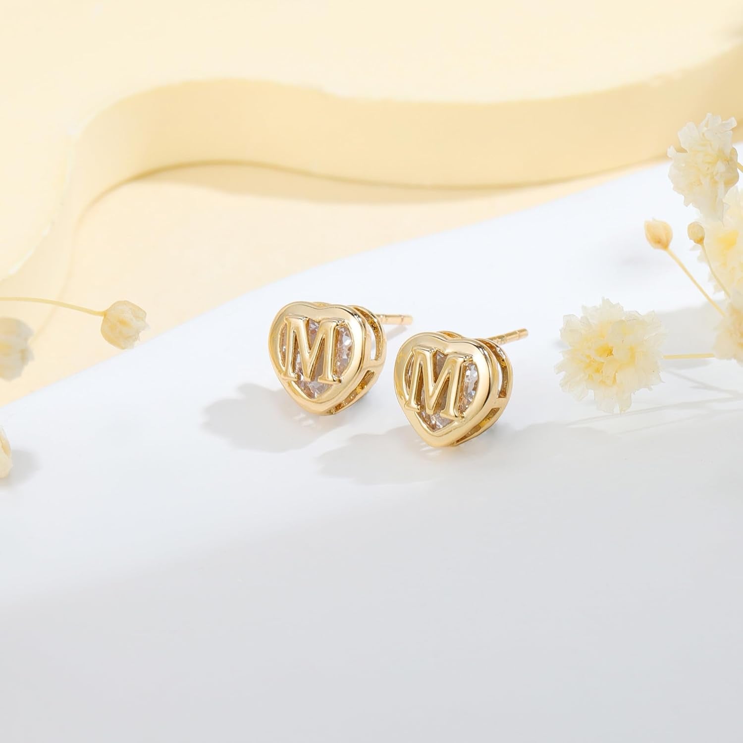 Heart Stud Earrings for Girls Women, S925 Sterling Silver Studs Hypoallergenic Earrings CZ Heart Earrings Initial Earringsfor Teen Girls Kids Jewelry for Girls Gifts