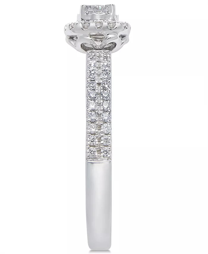 Diamond Halo Engagement Ring (1/2 Ct. T.W) in 14K White Gold