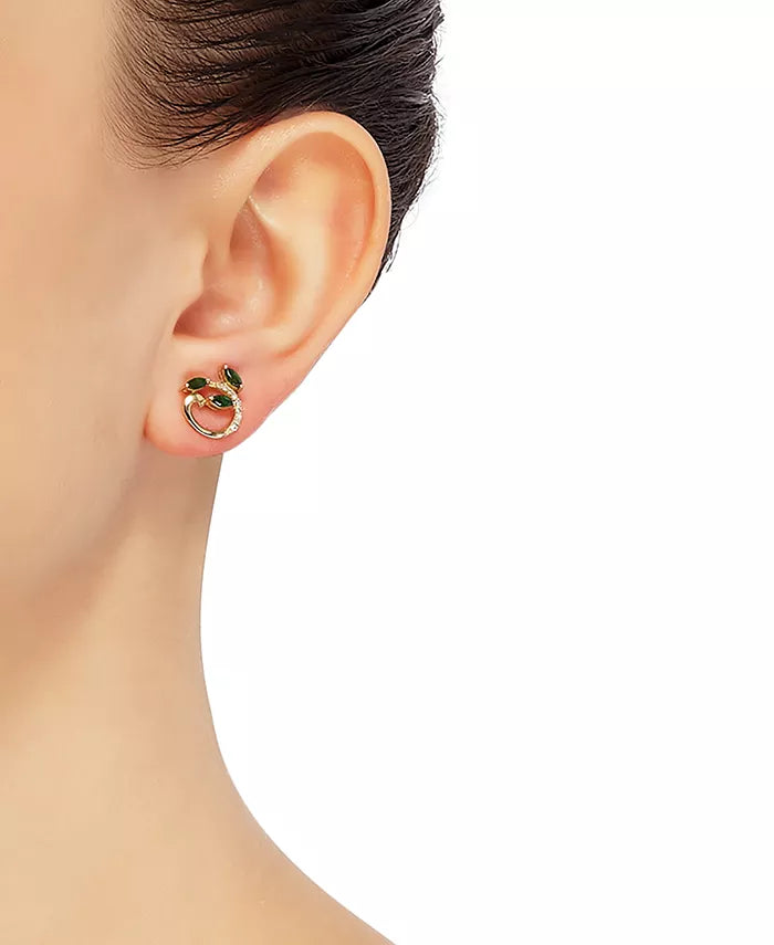 Emerald (1/2 Ct. T.W.) & Diamond Accent Stud Earrings in 14K Gold