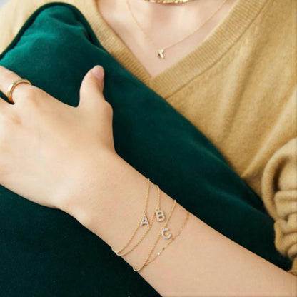 S925 Sterling Silver Initial Bracelets for Women, Dainty Initial A-Z Letter Bracelets Suitable for Women， Birthday Anniversary Jewelry Gift for Women Wife