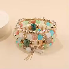 Bohemian Crystal Beaded Stretch Bracelet Set
