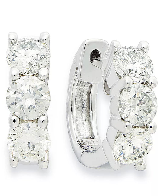 Diamond Small Hoop Earrings in 14K White Gold (1-1/2 Ct. T.W.)