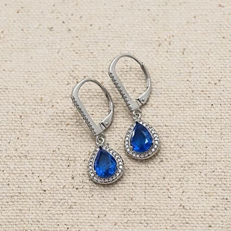 2 Cttw Cubic Zirconia Teardrop Dangle Earrings for Women Rhodium Plated 925 Sterling Silver
