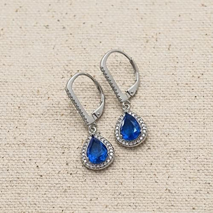 2 Cttw Cubic Zirconia Teardrop Dangle Earrings for Women Rhodium Plated 925 Sterling Silver