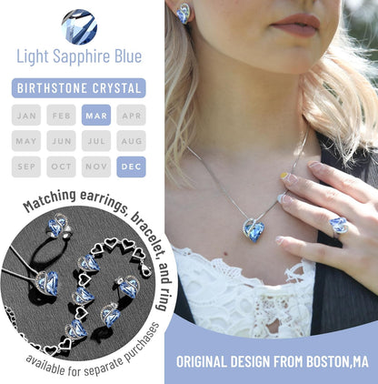 Necklaces for Women, Infinity Love Birthstone Heart Crystal Pendant, Birthday Jewelry Gifts for Her, Mom, and Wife, Silver Plated, 18 plus 2 Inch Adjustable Chain