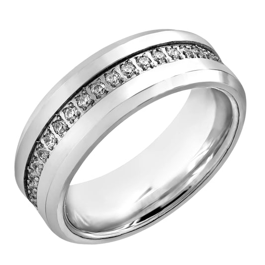 1/4 Ct round Lab Grown Diamond Engagement Band Ring in Tungsten (H-I, SI-I1)