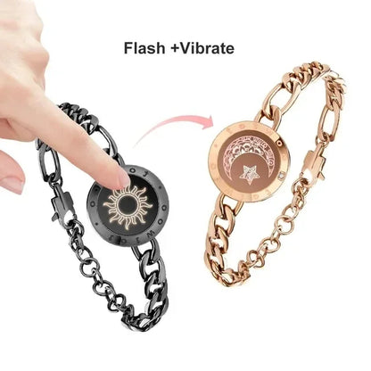 Totwoo Long Distance Touch Light up & Vibrate Bracelets for Couples, Long Distance Relationship Gifts Smart Sun & Moon Love Brac