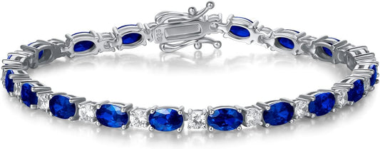 Birthstone Bracelets Sterling Silver Tennis Bracelets Charm Fine Jewelry Birthday Gifts for Women 7"