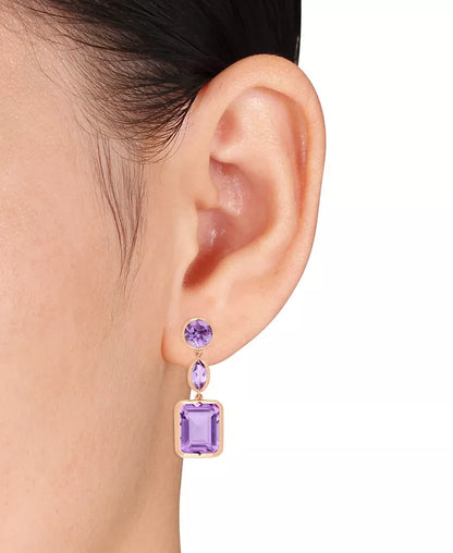 Pink Amethyst (11-1/2 Ct. T.W.) Link Earrings in 18K Rose Gold over Sterling Silver