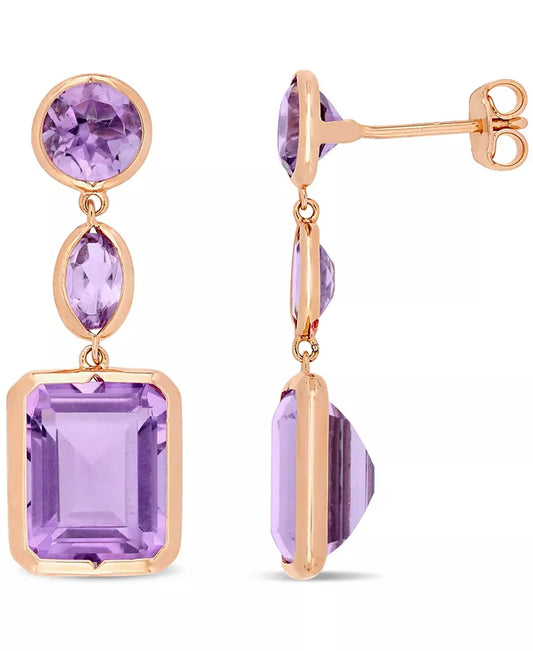 Pink Amethyst (11-1/2 Ct. T.W.) Link Earrings in 18K Rose Gold over Sterling Silver
