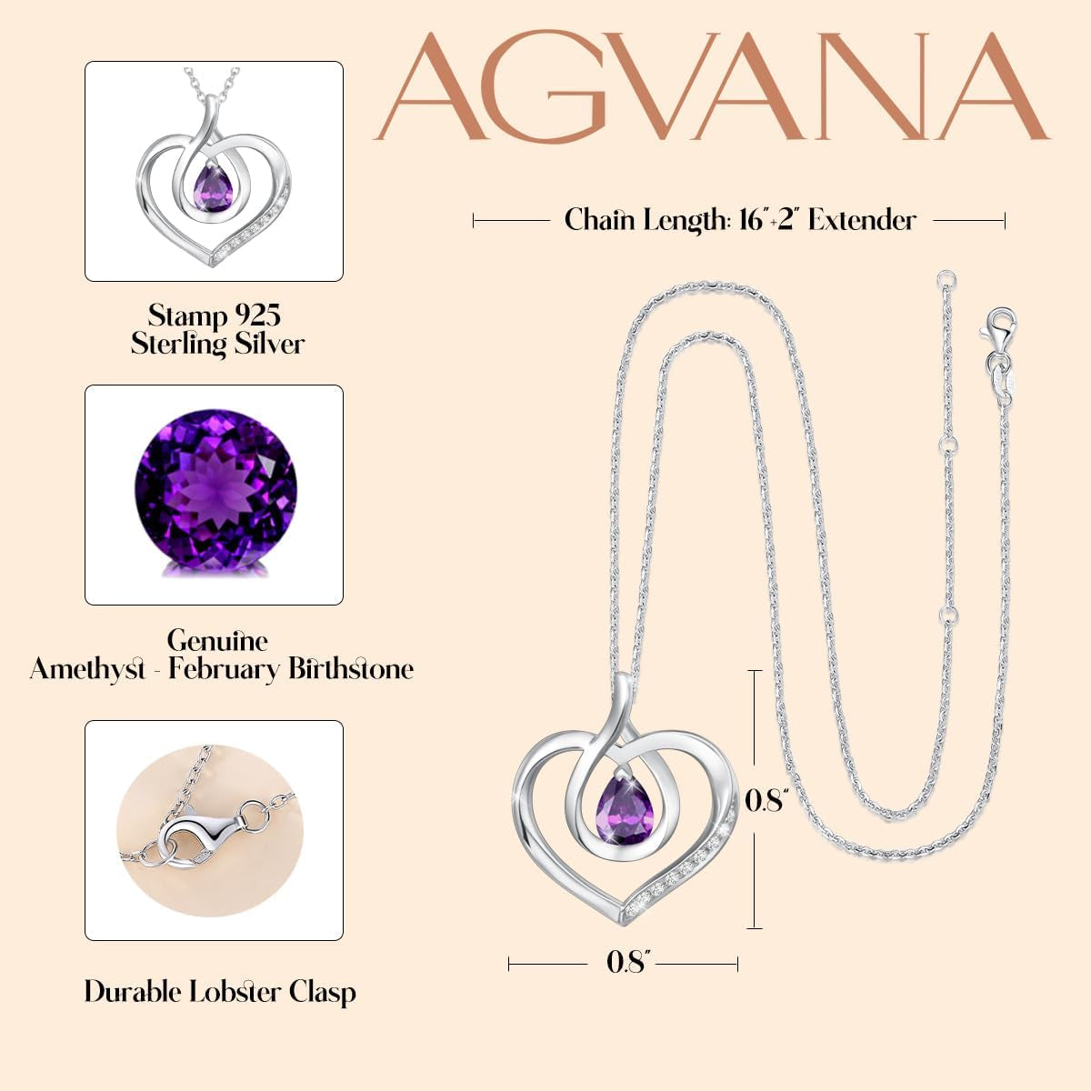 Heart Birthstone Necklace for Women Sterling Silver Genuine or Created Gemstone Forever Love Pendant Necklace Fine Jewelry Anniversary Birthday Gifts for Women Mom Wife