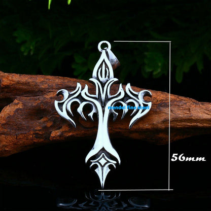 MENDEL Cool Boys Mens Stainless Steel Cross Pendant Necklace for Men Women Chain
