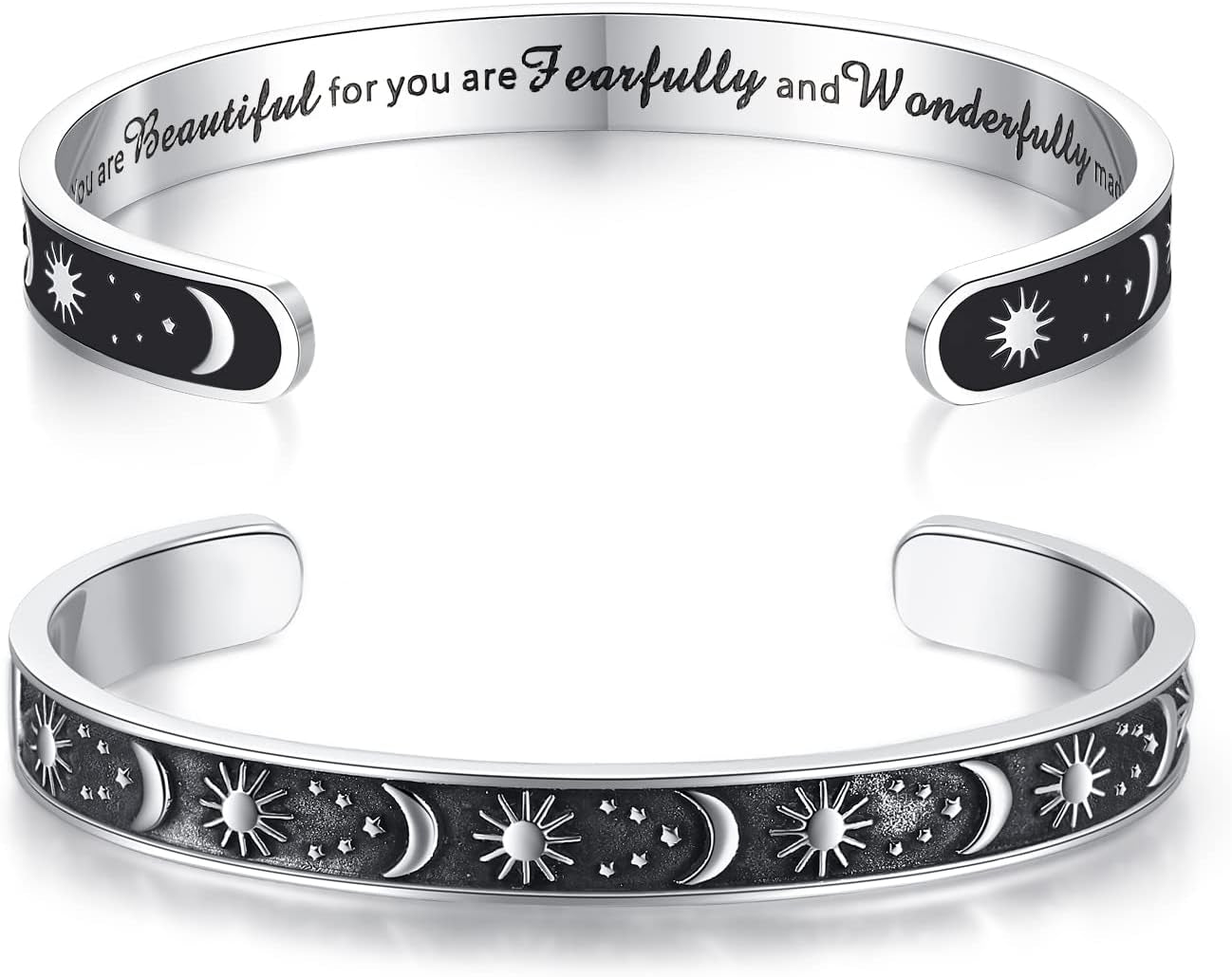 Inspirational Bracelets for Women Teen Girls Personalized Gifts for Daughter Granddaughter Mom Sister Friends Stainless Steel Engraved Cuff Birthday Easter Christmas