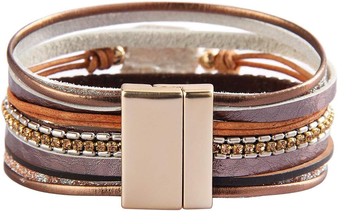 Womens Leather Cuff Bracelet Baroque Pearl Wrap Bracelets Gorgeous Gold Tube Bangle Handmade Wristbands Jewelry Bohemian Gift for Women