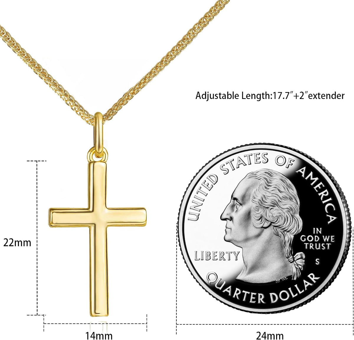 14K Gold-Plated Cross Pendant Necklace