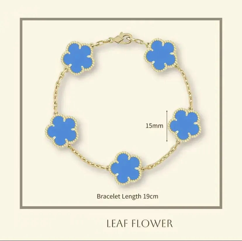 Clover Bracelet for Men and Women Jewelry Leaf Bracelets 18K Gold Silver Plate Agate Diamond Fashion Charm Chain Wedding Gift Party