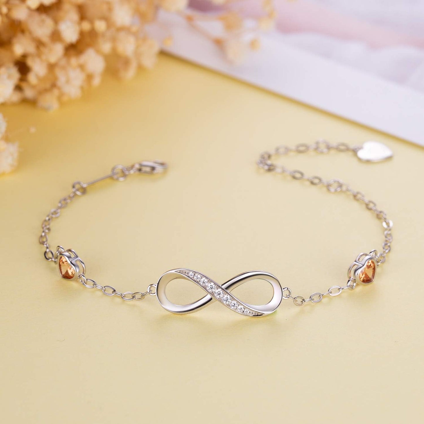 Infinity Love Bracelets for Women 925 Sterling Silver Womens Bracelet Love Symbol Charm Adjustable Bracelet Jewelry