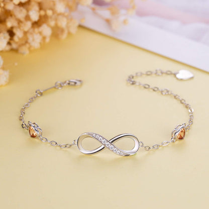 Infinity Love Bracelets for Women 925 Sterling Silver Womens Bracelet Love Symbol Charm Adjustable Bracelet Jewelry
