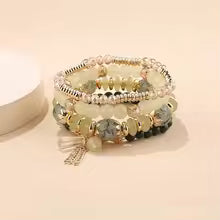 Bohemian Crystal Beaded Stretch Bracelet Set