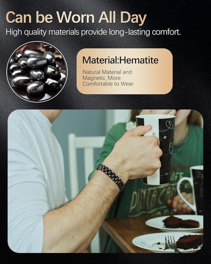 Ultra Strength Magnetic Bracelets for Men - Men'S Hematite Bracelet, Jewellry Gift with Sizing Tool for Perfect Fit