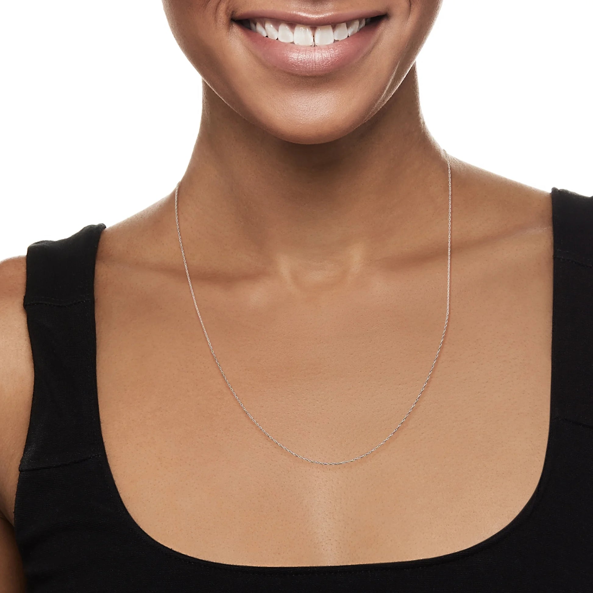 0.7Mm 14Kt White Gold Rope-Chain Necklace, Women'S, Adult