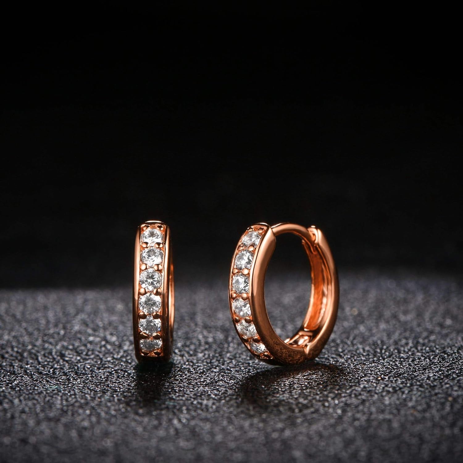 18K Gold Plated Cubic Zirconia Huggie Cuff Earrings for Women