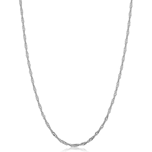 Kooljewelry 14K White Gold Filled Singapore Chain Necklace (2 Mm, 18 Inch)