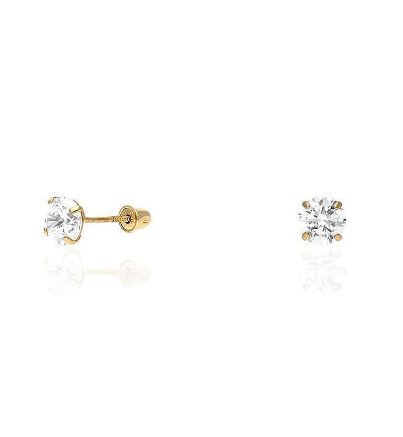 14K Yellow Gold Created Diamond Stud Screw Back Earrings 0.10Ct-4Ct