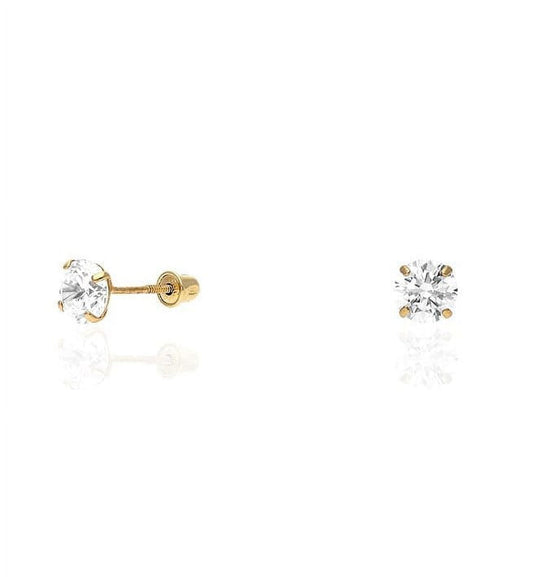 14K Yellow Gold Created Diamond Stud Screw Back Earrings 0.10Ct-4Ct